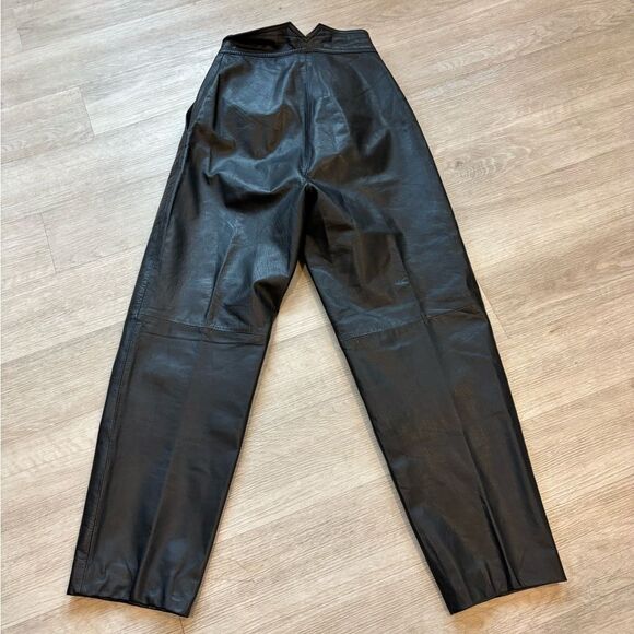Vintage Genuine Leather Pleated Hi Rise Leather pant size 2 - Picture 2 of 6